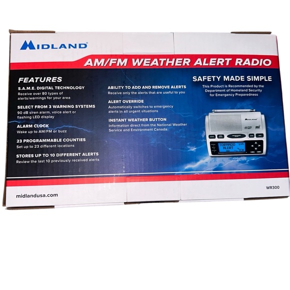 NEW Midland WR-300 Deluxe AM/FM Weather Alert Radio Alarm Clock NOAA - Picture 3 of 10